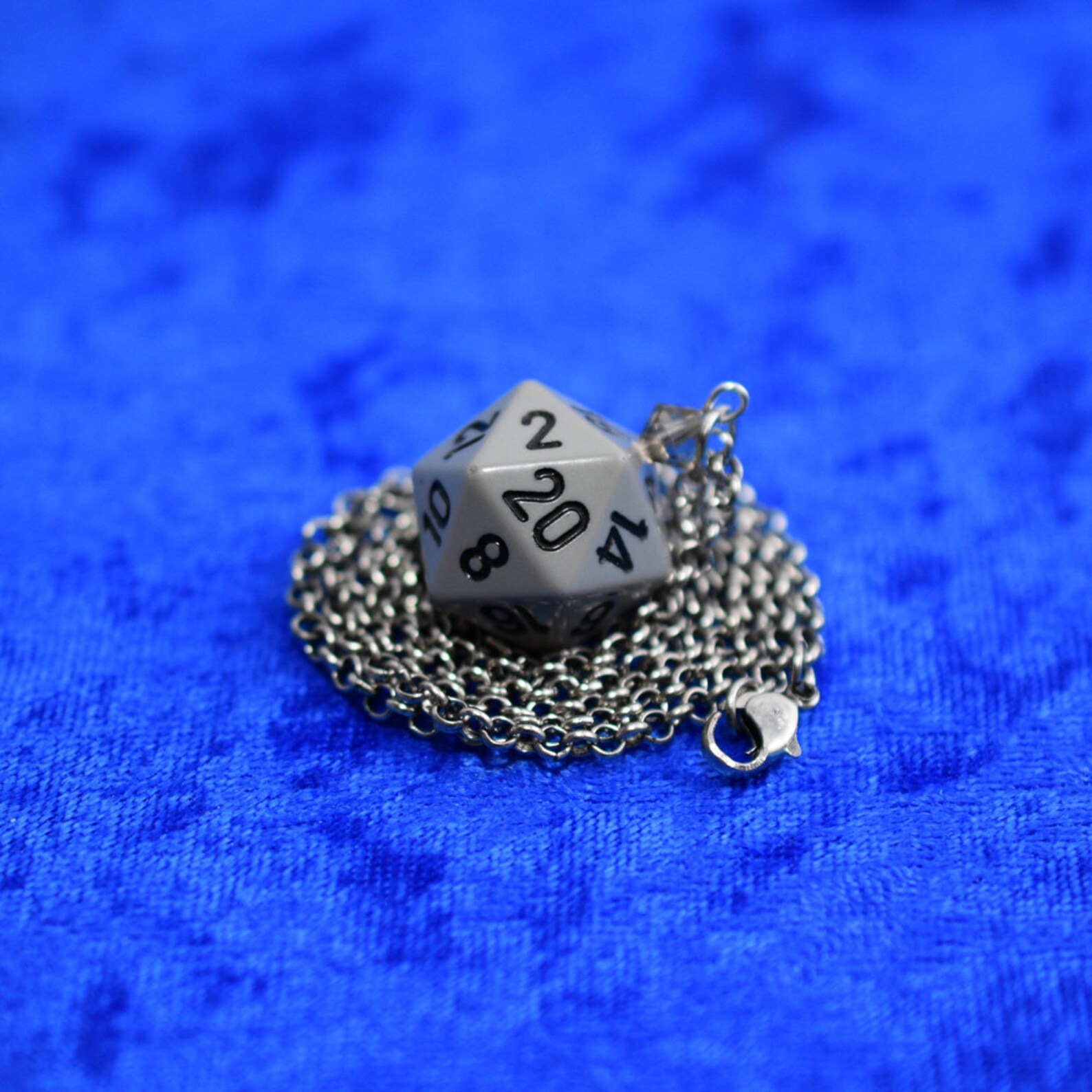 Gray D20 Dice Necklace Tabletop Gaming Jewelry With Crystal Etsy