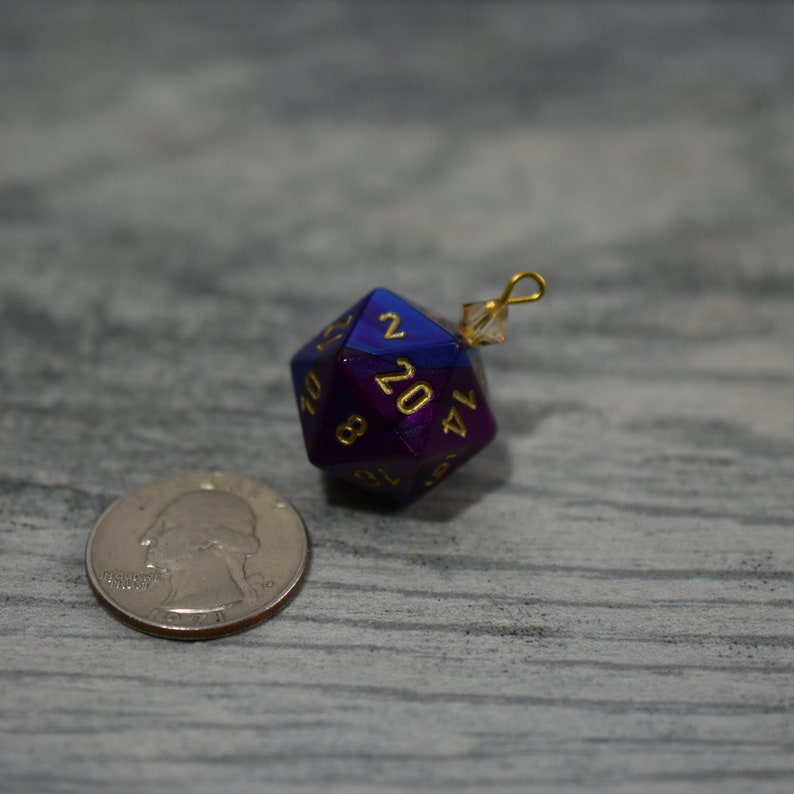 Gemini D20 Dice Ornaments Tabletop Gaming Christmas Decorations with Crystal Accents