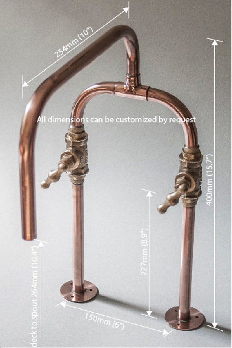 Biped is a deck mount industrial style handmade copper pipe tap made by Switchrange