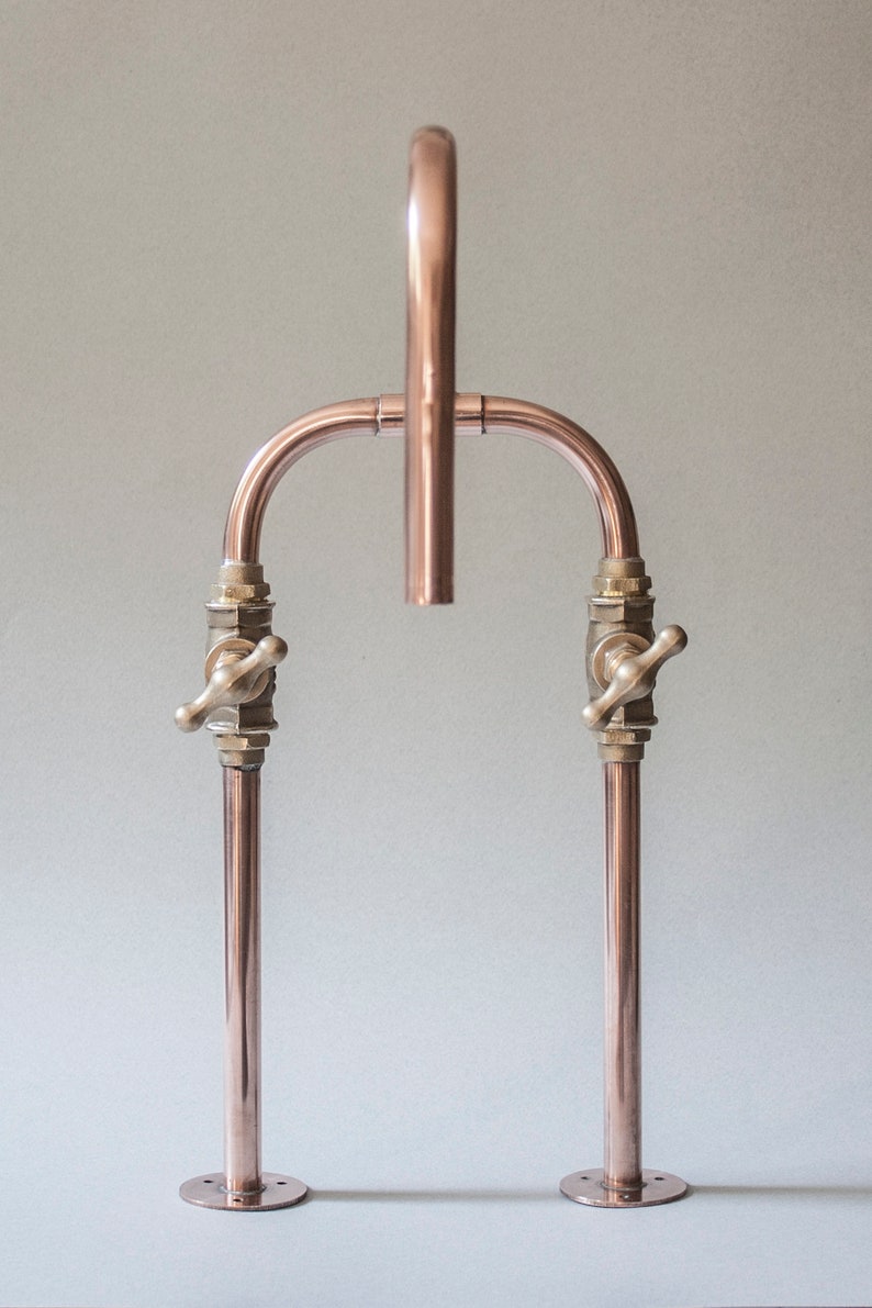 Biped Deck Mount Industrial Handmade Copper Faucet Etsy UK