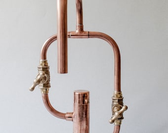 Pedestal Diagonal - deck mount industrial handmade copper faucet