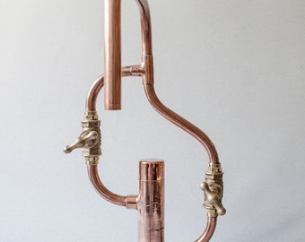 Pedestal Wave - deck mount industrial handmade copper faucet