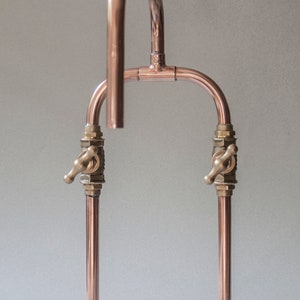 Biped - deck mount industrial handmade copper faucet