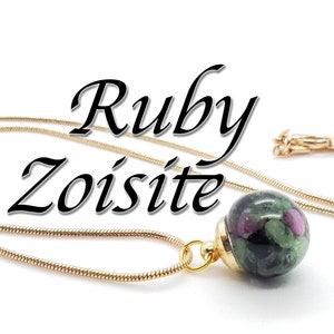 Ruby Zoisite Crystal Orb Necklace