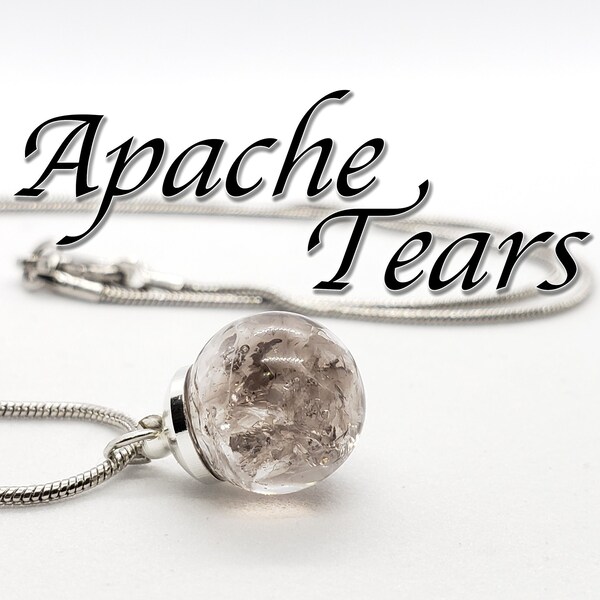 Apache Tears Crystal Orb Necklace