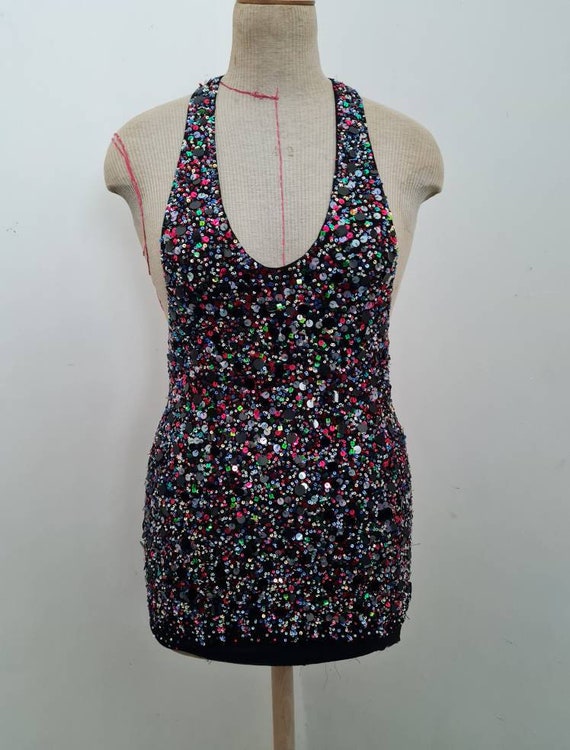 black dress mini flowy Sequin Mini Dress in Black main image 0