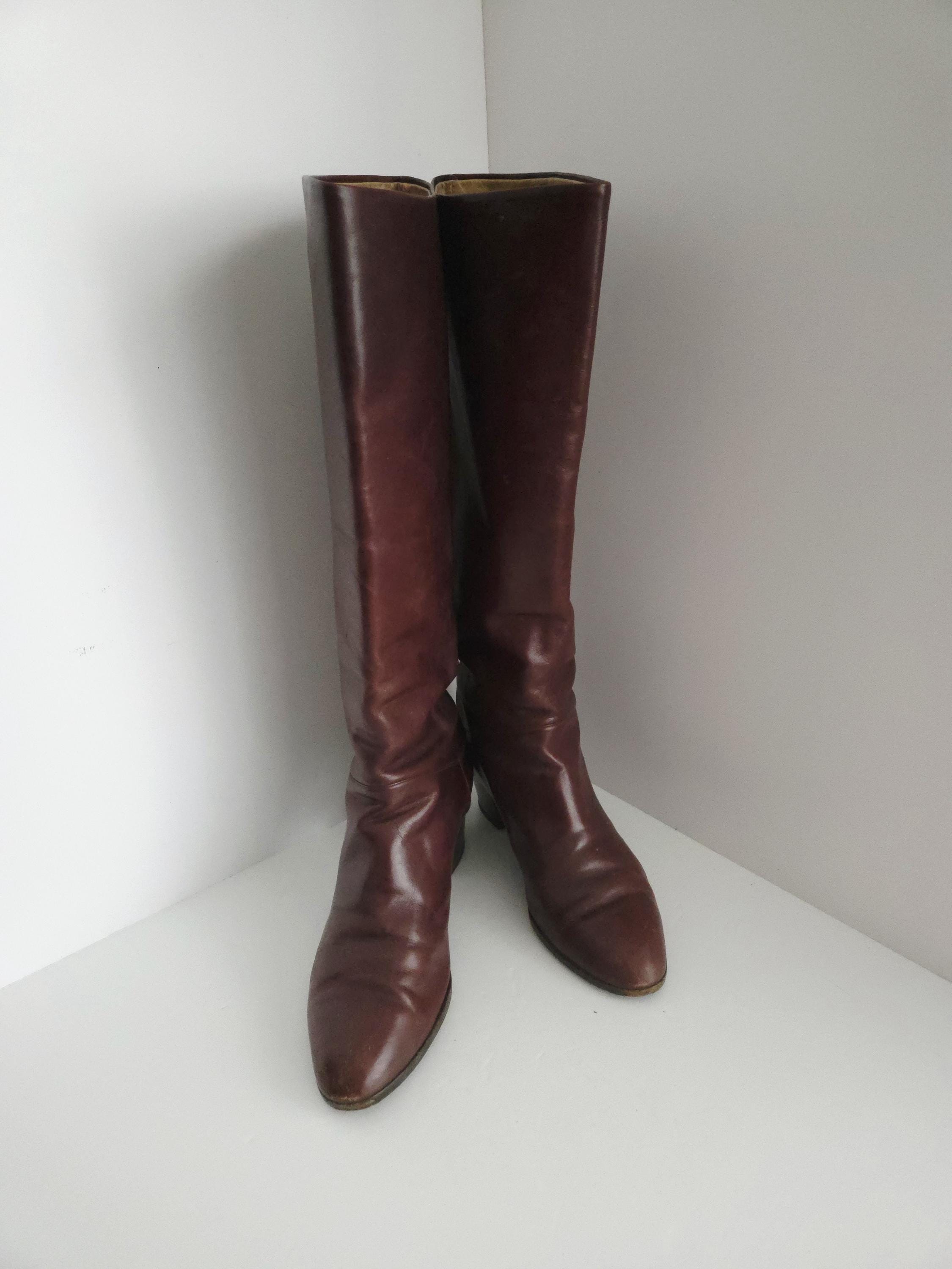 Bottes Vintage Violacci 1982 Noir - Taille 39, Pour Gros Mollets, Cuir Italien, Occasion