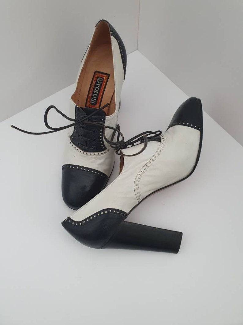 Bottines Vintage Pollini Pour Anthony Paris - Taille 38 - Cuir Noir - Talons Hauts - Italie 1982
