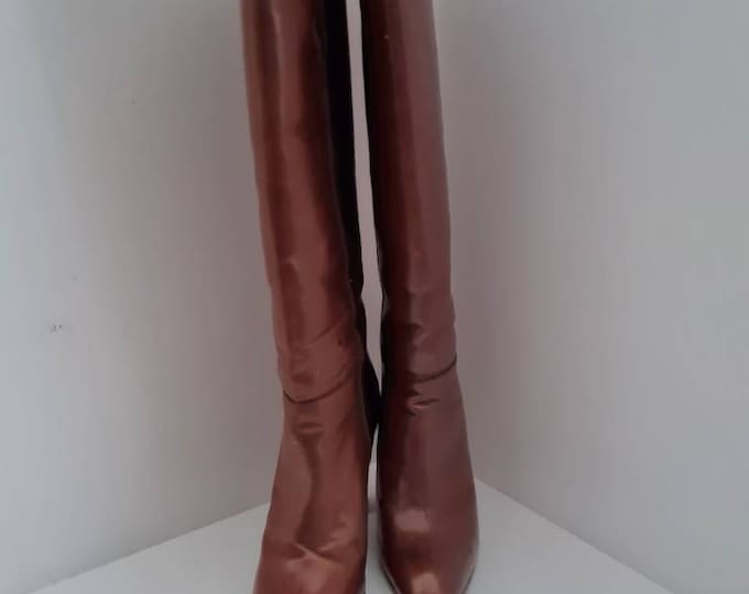 70s Burgundy Leather Knee-High Boots (9.5)