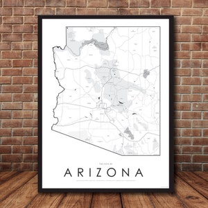 Arizona Map, Map of Arizona, Arizona, Arizona Print, Map Poster, Arizona Map, Arizona Map, Street Map