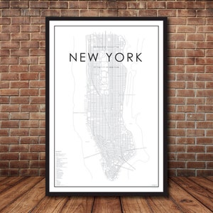 New York City Map, Map of Manhattan, New York Print, Map Poster, NYC Map, New York Map, Manhattan Map, Street Map, Map of NYC