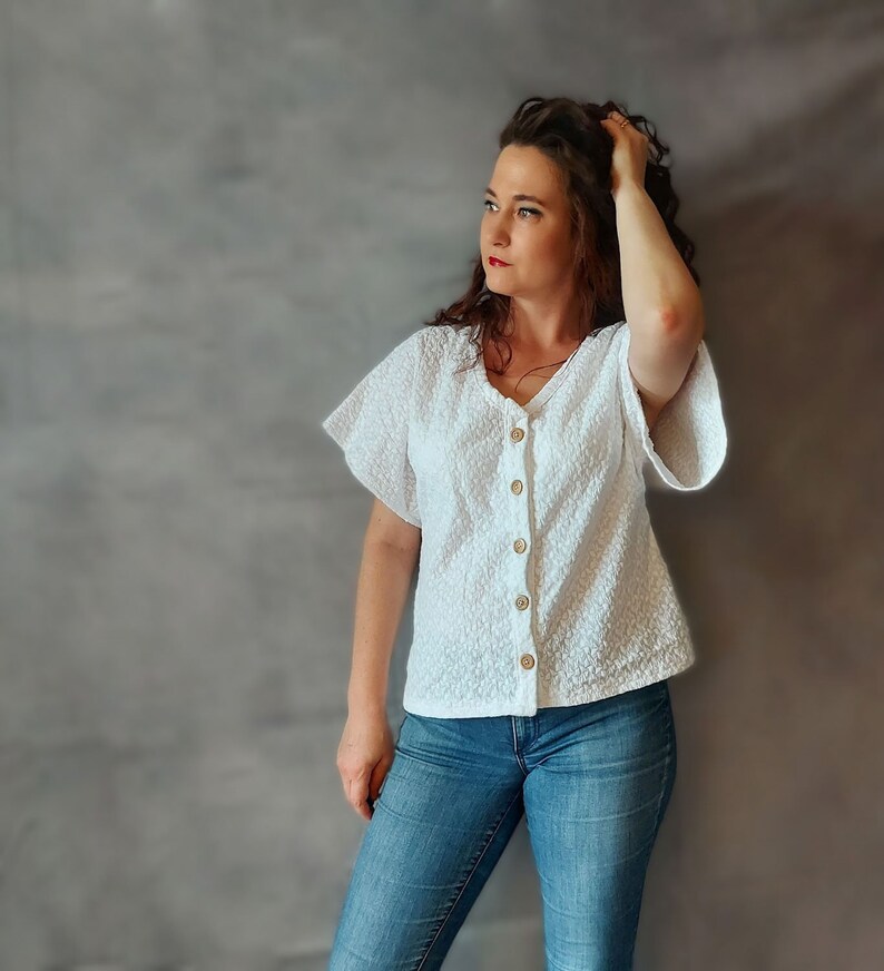 Blouse top Mar, pattern and sewing instructions in DIN A4 for printing size 34 to 44 image 4