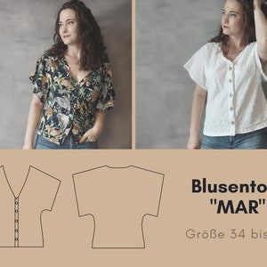 Blouse top Mar, pattern and sewing instructions in DIN A4 for printing size 34 to 44 image 1