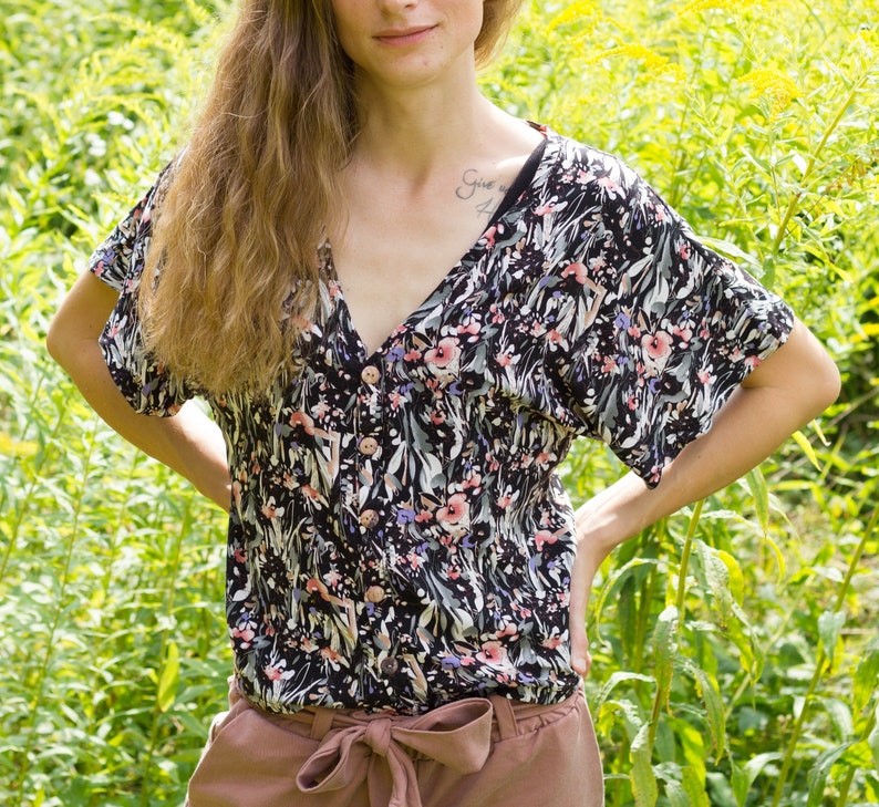 Blouse top Mar, pattern and sewing instructions in DIN A4 for printing size 34 to 44 image 6