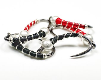 Zebra Midge: SALE, Tungsten Bead, Black Nickel Hook (6 Pack)