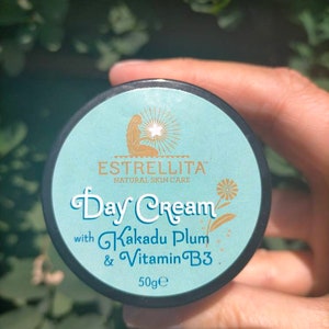 May include: A round jar of Estrellita Day Cream with Kakadu Plum & Vitamin B3, natural skincare, 50g.