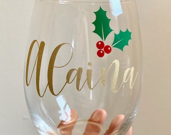 Taça de vinho de Natal, presente de Natal, taça de vinho de Natal personalizada, taça de vinho de Natal personalizada, taça de vinho com nome de Natal, Natal