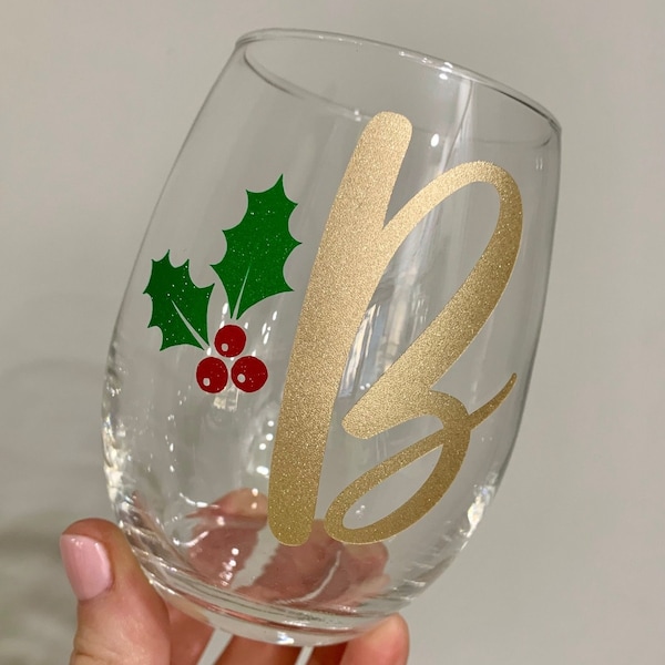 Monogram Wine Glass Etsy