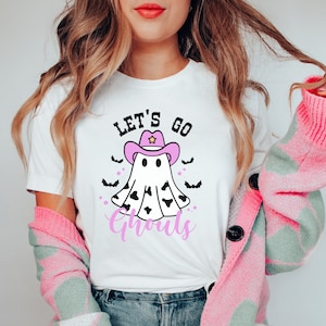 Let&#39;s Go Ghouls T-Shirt, Cowboy Ghost Shirt, Nashville Bachelorette Tee, Western Halloween Shirt, Let&#39;s Go Girls, Country Bach, Cute Girl