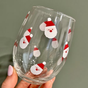 Santa Wine Glass, Dainty Santa Cup, Christmas Wine Glass, Cute Xmas Gift, Tis the Season, Wine Glass, Christmas Gift, Girl Christmas, Merry