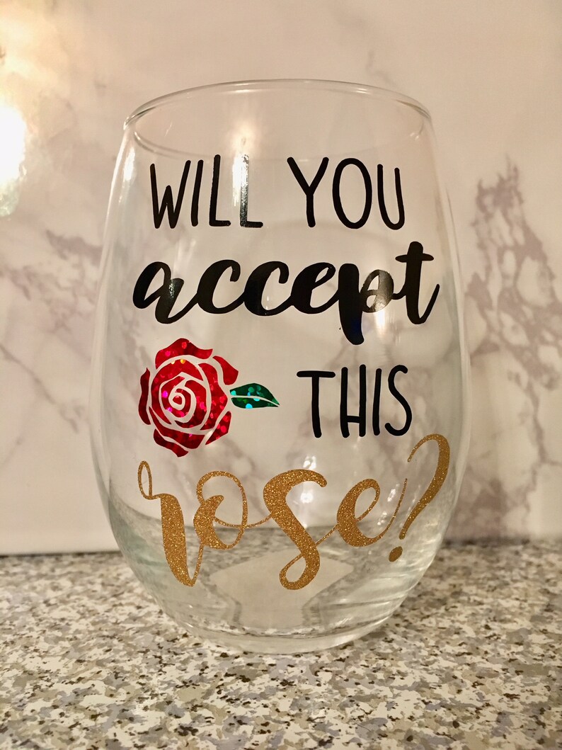 The Bachelor Wine Glass, The Bachelorette Wine Glass, Will You Accept This Rose Wine Glass, Bachelor Wine Glass, ABC Bachelor Wine Glass image 1