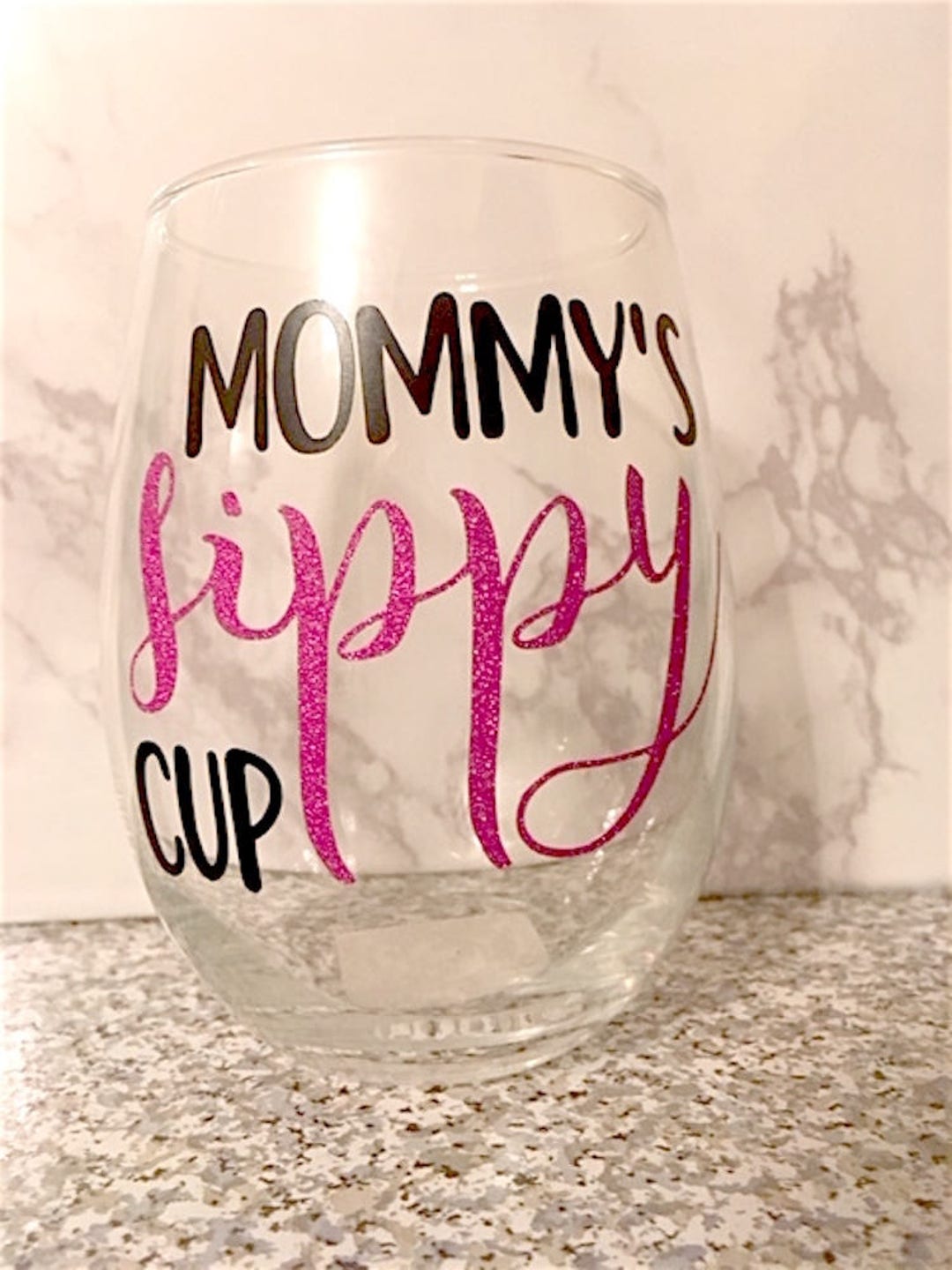 Mommy's Sippy Cup Wine Glass, Mommy Wine Glass, Mom Wine Glass, Mother's Day Gift, Mother's Day