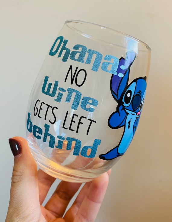 Disney Lilo and Stitch Ohana Means Family Floral Stemless Glasses