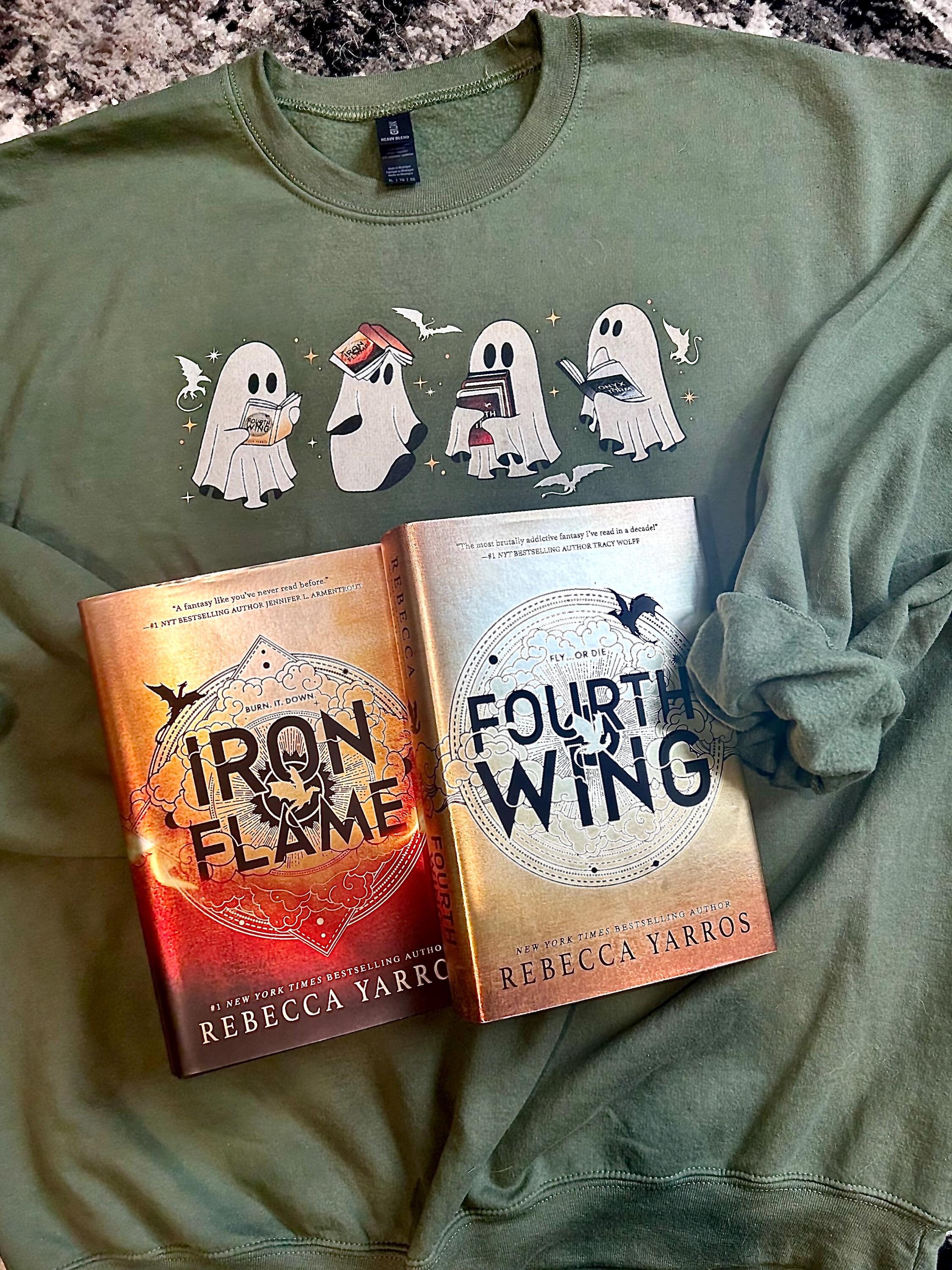 Fourth Wing Ghost Book Sweatshirt, Basgiath Gift, Bookish