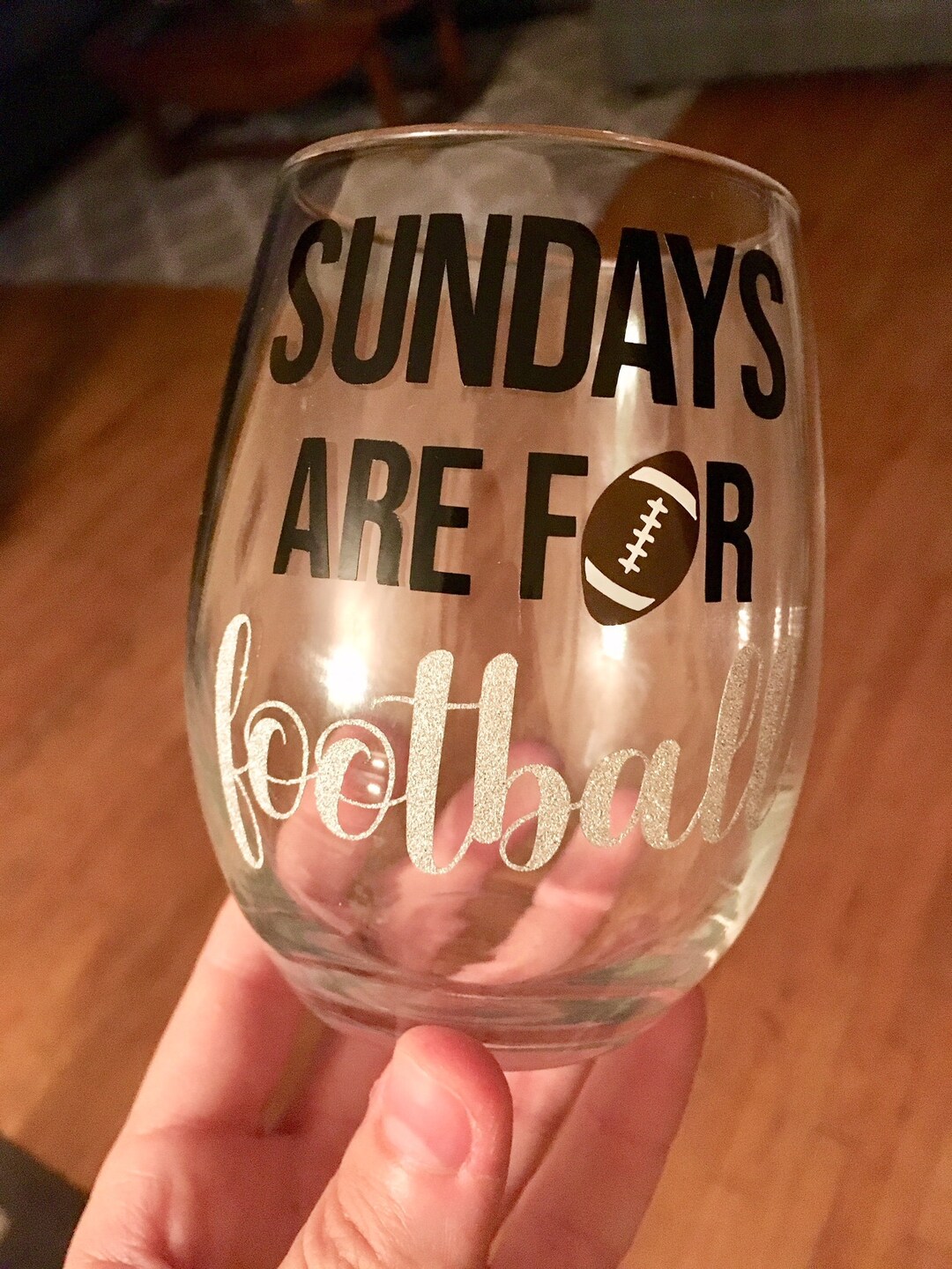 Sundays Are for Football Wine Glass Football Wine Glass Etsy