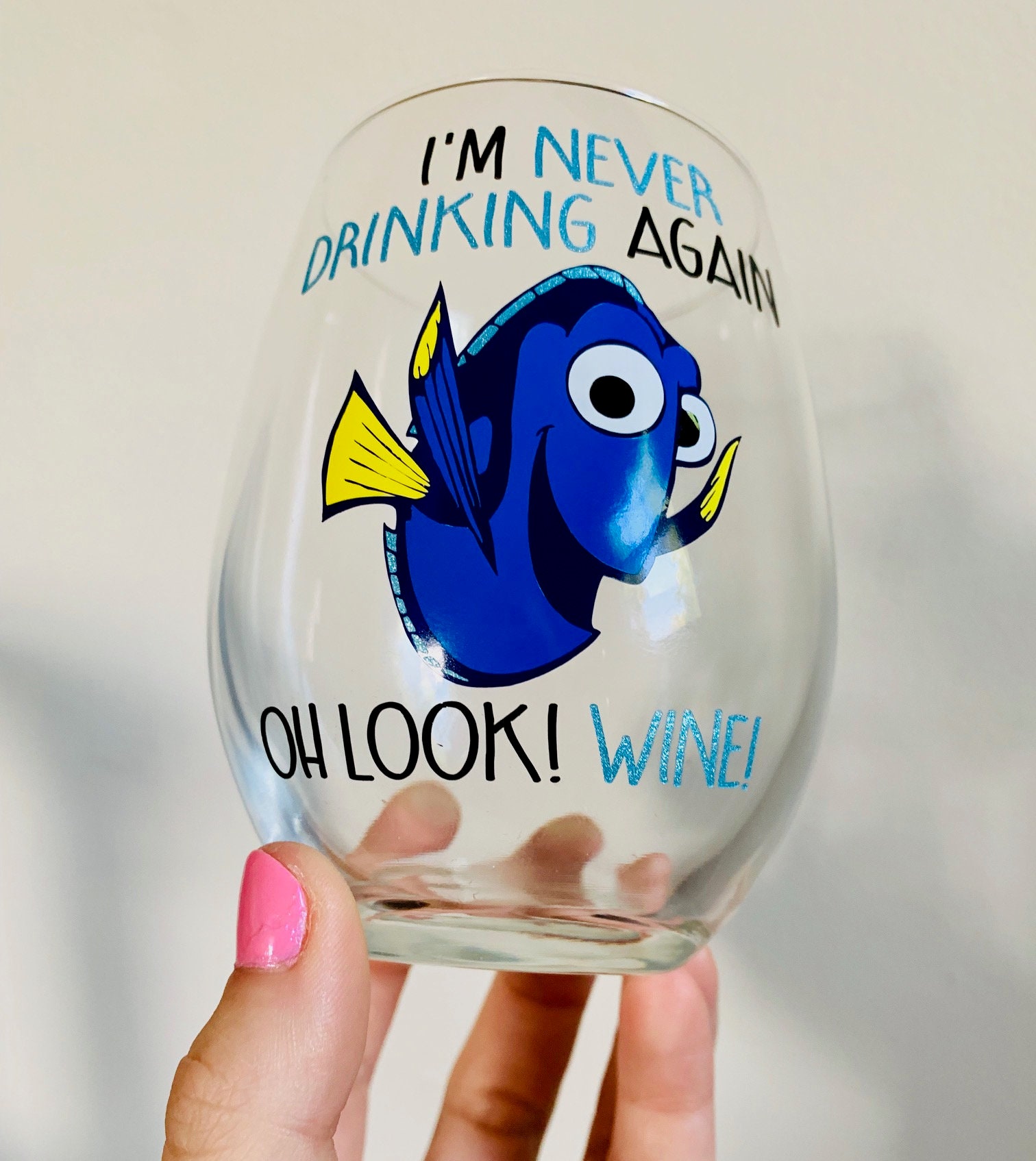 Funny Fish Wine Glass Dory Inspired Wine Glass Finding Nem | Etsy Canada