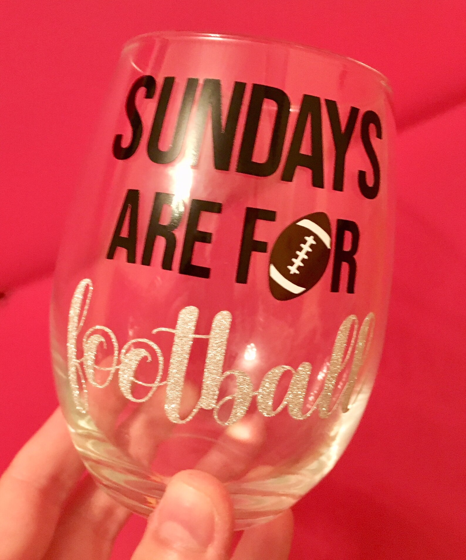 Sundays Are for Football Wine Glass Football Wine Glass Etsy