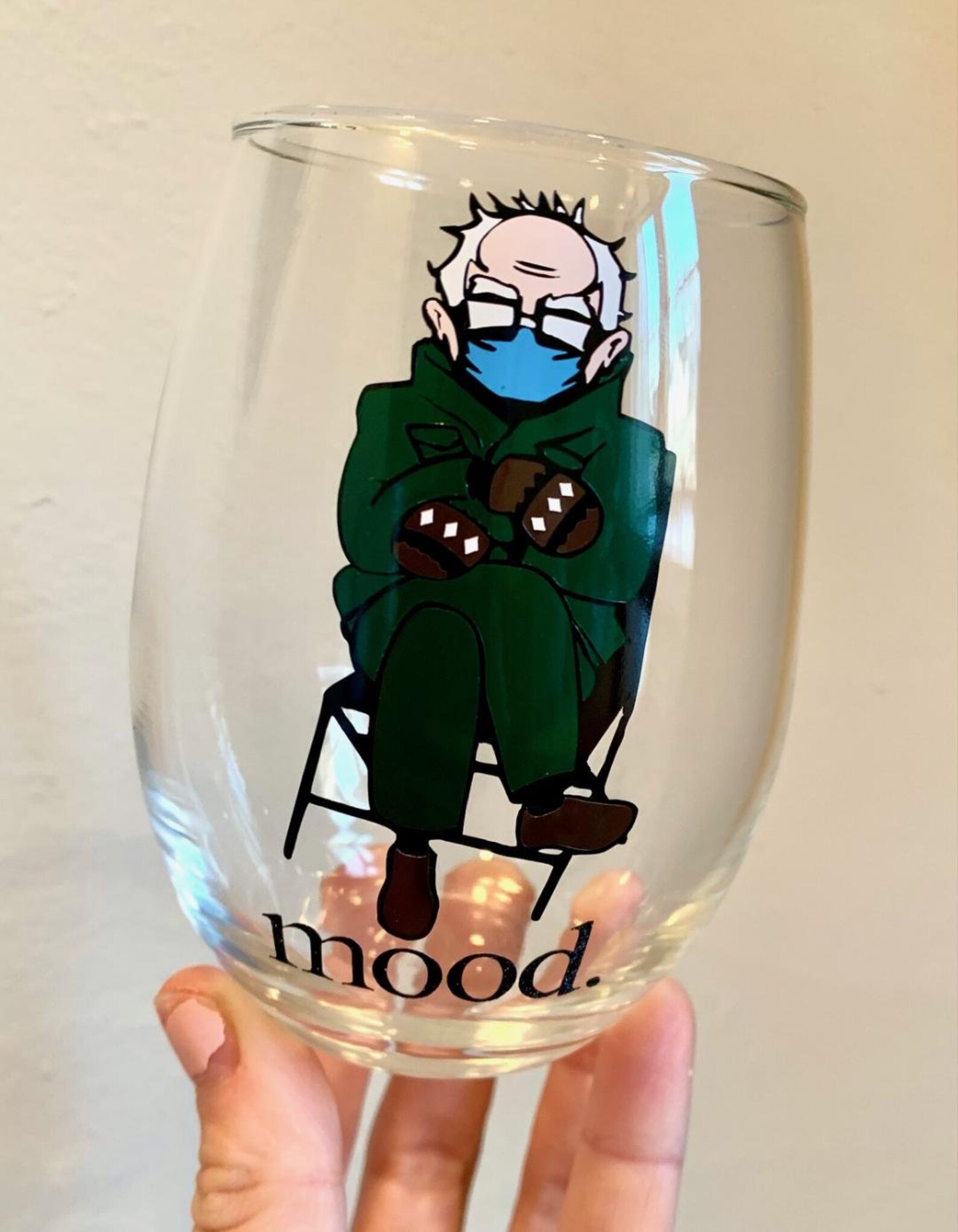 Bernie Sanders Wine Glass Inauguration Mittens Wine Glass Etsy
