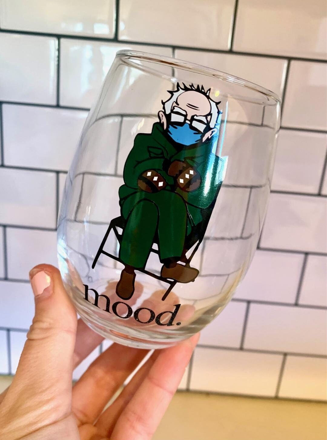 Bernie Sanders Wine Glass Inauguration Mittens Wine Glass Etsy