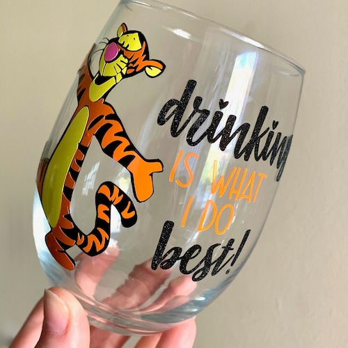 Drinking is What I Do Best Wine Glass Tiger Wine Glass Etsy