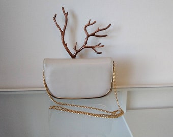 Ivory Smooth Calfskin Shoulder Bag Crossbody Clutch Made in Argentina