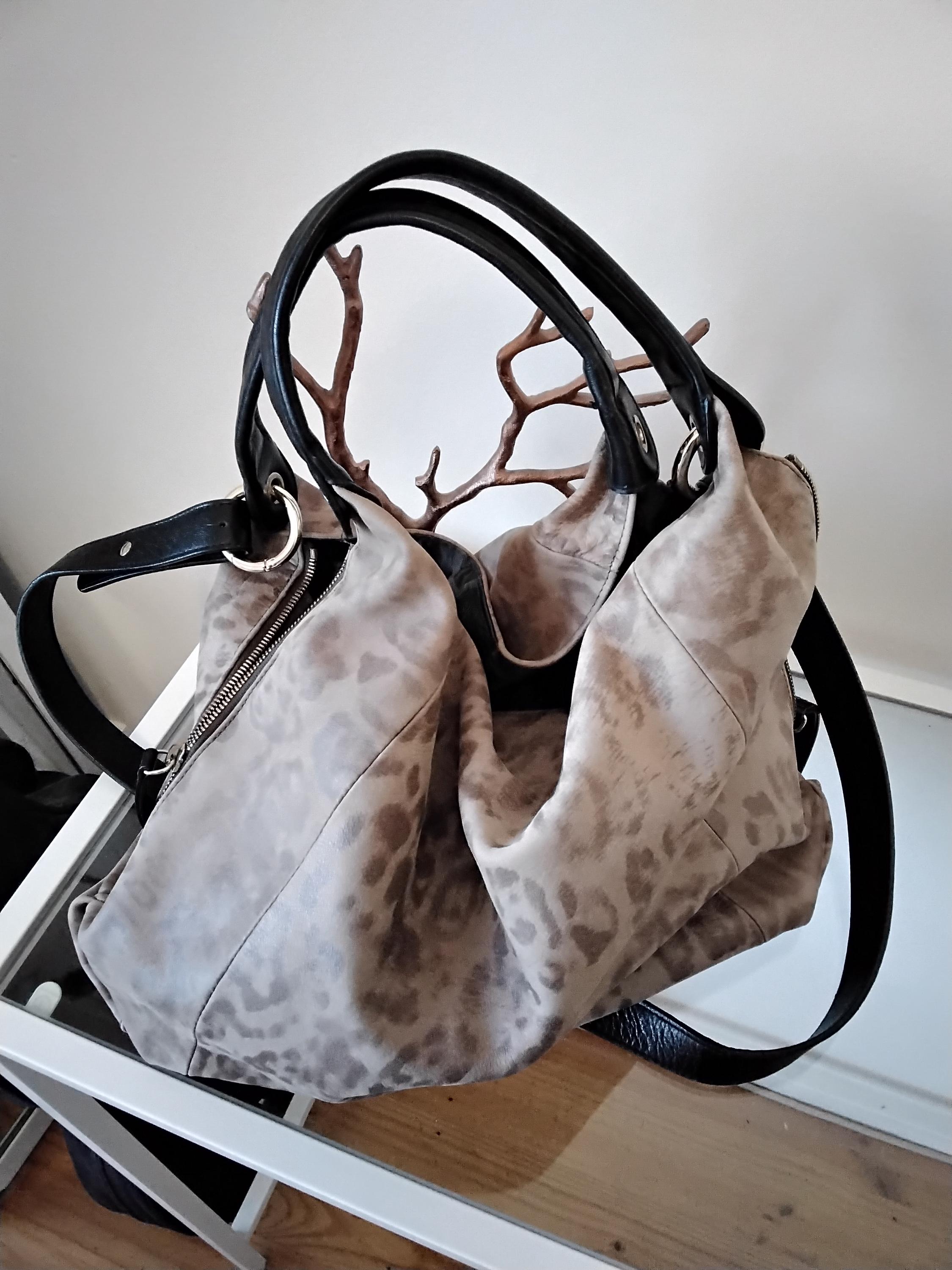 Furla Vintage Leopard Print Y2K Shoulder Bag With Contrasting