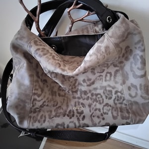 Furla Vintage Leopard Print Y2K Shoulder Bag with Contrasting Black Leather Trim