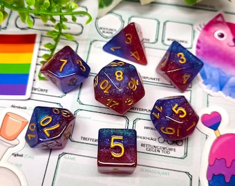 Bisexual Pride Dice Set with Sticker