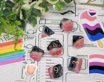 Genderfluid Pride dice set with stickers