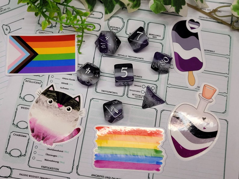 Asexual Pride Würfelset mit Sticker Bild 2