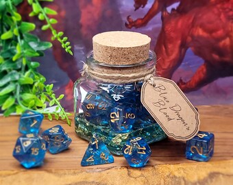 Blue Dragon's Blood Polyhedral Dice Zaubertrank, RPG Würfelset Dungeons & Dragons