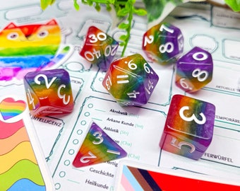 Pride Rainbow Dice Set with Sticker