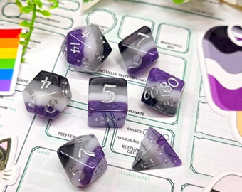 Asexual Pride Dice Set with Sticker