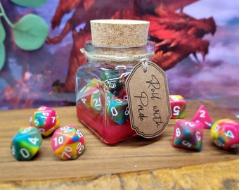 Roll with Pride - Pansexual Pride - Polyhedral Dice Magic Potion, RPG Dice Set Dungeons & Dragons, Pride Dice