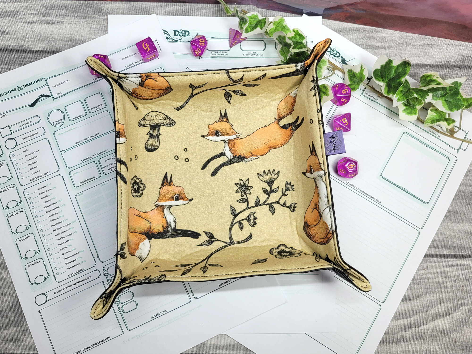 Foldable Dice Tray Foxes, Dice Mat, Dice Tray - Etsy
