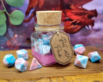 Roll with Pride - Transgender Pride - Polyhedral Dice Magic Potion, RPG Dice Set Dungeons & Dragons, Pride Dice