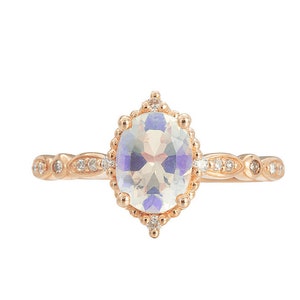 Moonstone Engagement Ring Rose Gold Blue Moonstone Engagement Ring Platinum White Gold Moonstone Wedding Ring Antique Vintage Moonstone Ring