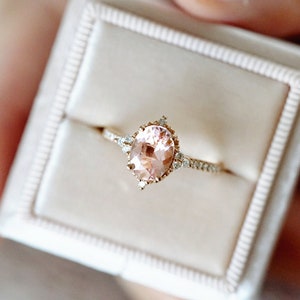 Rose Gold Morganite Engagement Ring Morganite Engagement Ring Vintage Morganite Engagement Ring Antique Morganite Wedding Ring Morganite Set
