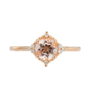 Morganite Engagement Ring Rose Gold Morganite Engagement Ring Vintage Morganite Wedding Set Pink Morganite Wedding Ring Oval Morganite Ring