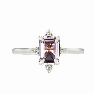 Morganite Engagement Ring Rose Gold Morganite Ring Vintage Morganite Wedding Set Pink Morganite Wedding Ring Emerald Cut Morganite Ring